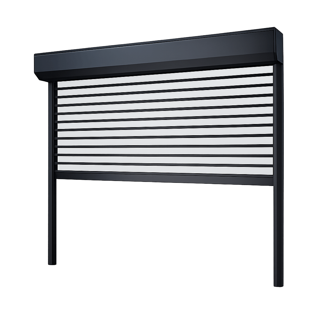Roll-up shutter with clear polycarbonate links for full see-through visibility