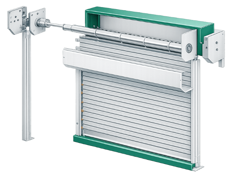 Diagram showing how roll-up shutters work