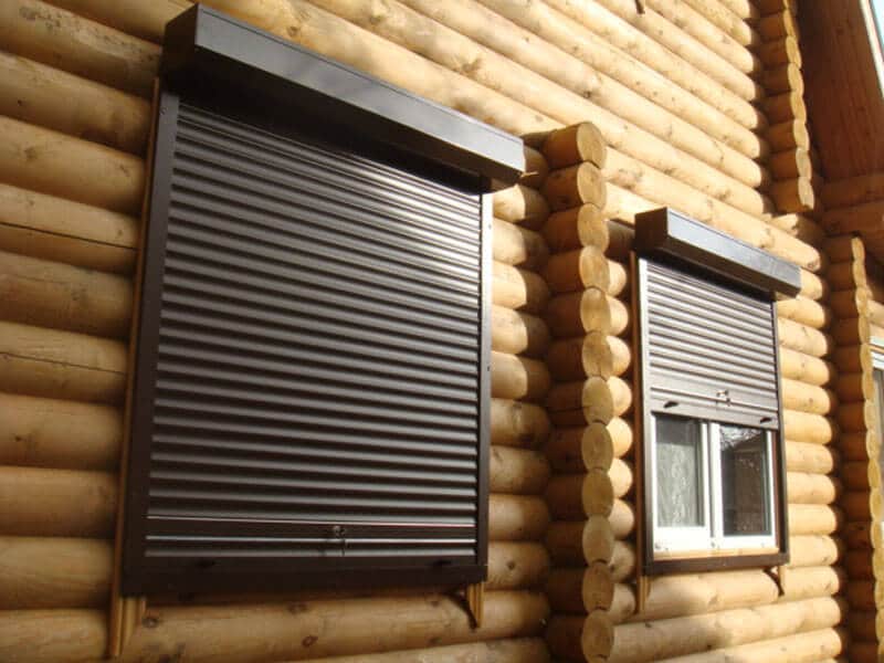 Window shutters for wooden cabin