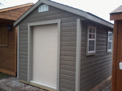 security shutter installed over shed door